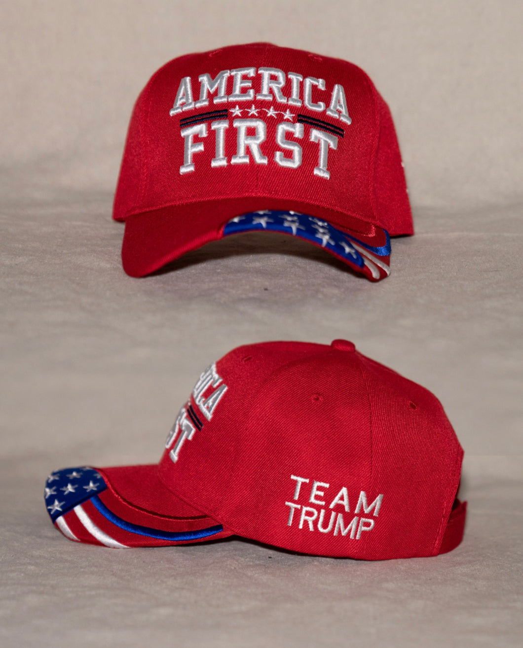 America First White Letters Red Ballcap